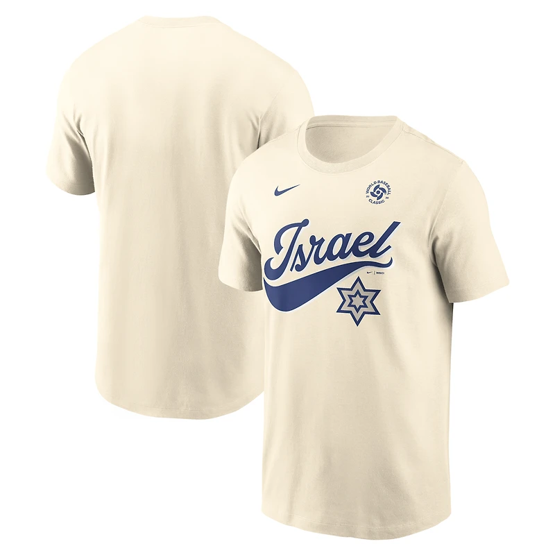 T-shirt Nike crème pour homme, Israël, Baseball, Classique mondiale de baseball 2026, édition locale