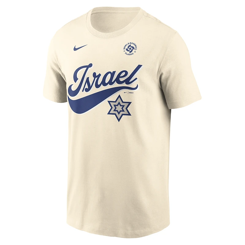 T-shirt Nike crème pour homme, Israël, Baseball, Classique mondiale de baseball 2026, édition locale