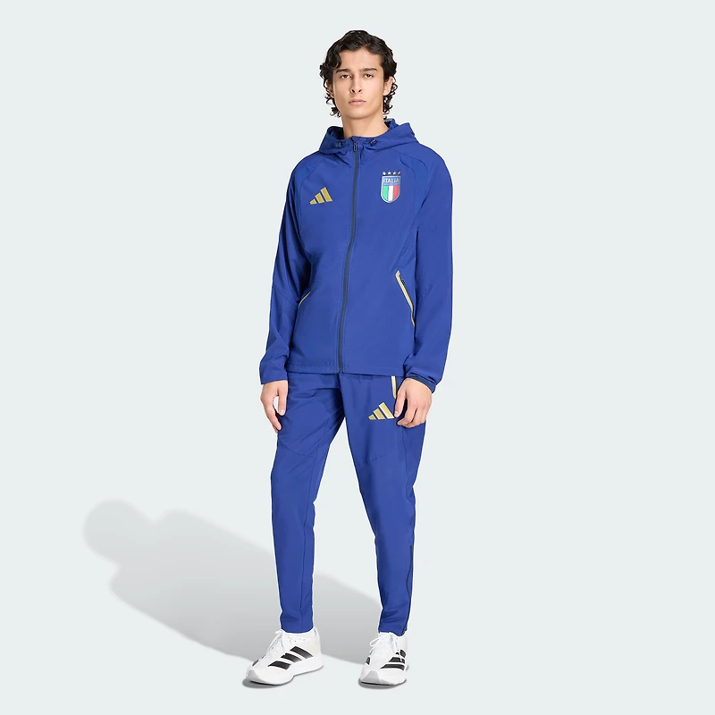 Veste coupe-vent de voyage zippée intégrale adidas bleue pour homme, équipe nationale d'Italie 2026