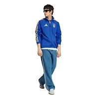 Veste de match adidas bleue pour homme, équipe nationale d'Italie, domicile 2026, fermeture éclair intégrale, modèle « hymne national ».