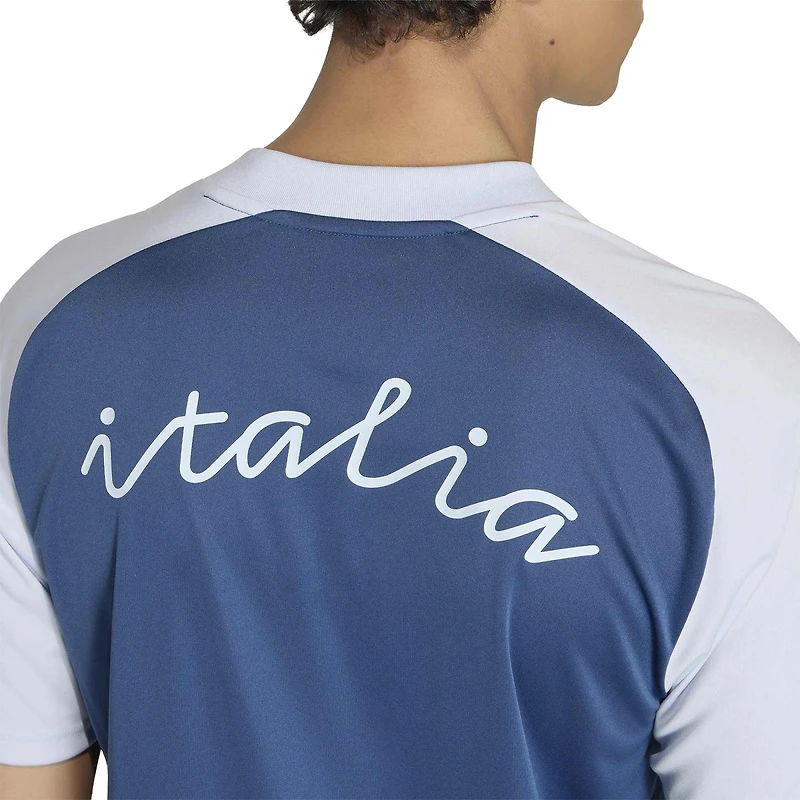 Maillot d'avant-match adidas bleu homme de l'équipe nationale d'Italie 2026