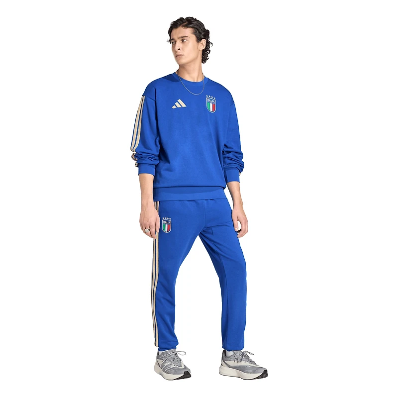 Sweat-shirt à col rond adidas bleu de l'équipe nationale d'Italie pour homme