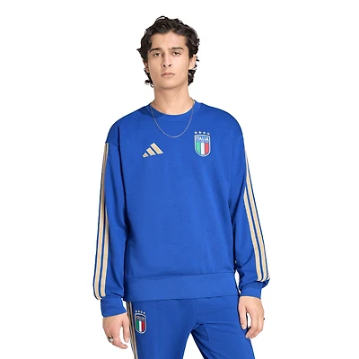 Sweat-shirt à col rond adidas bleu de l'équipe nationale d'Italie pour homme