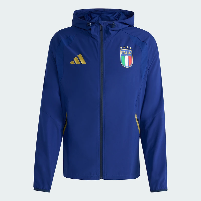 Veste coupe-vent de voyage zippée intégrale adidas bleue pour homme, équipe nationale d'Italie, FIFA x Coupe du Monde 2026