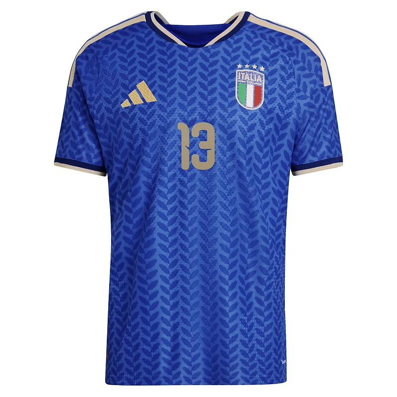 Maillot domicile authentique adidas Riccardo Calafiori bleu de l'équipe nationale d'Italie 2026 pour homme