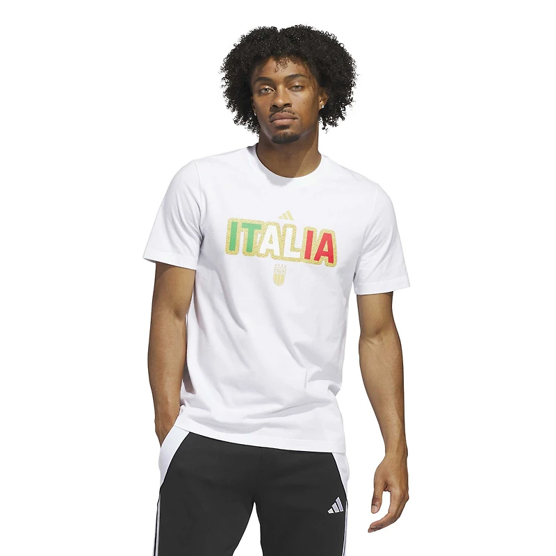 Men's adidas White Italy National Team Jersey Hook T-Shirt
