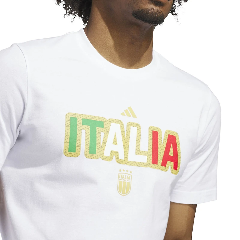 Men's adidas White Italy National Team Jersey Hook T-Shirt