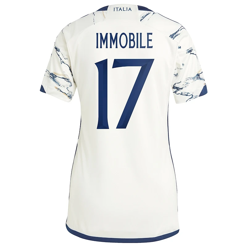Femme adidas Ciro Immobile Blanc Italie Équipe Nationale 2023 Extérieur - Maillot Replica Player