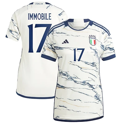 Femme adidas Ciro Immobile Blanc Italie Équipe Nationale 2023 Extérieur - Maillot Replica Player
