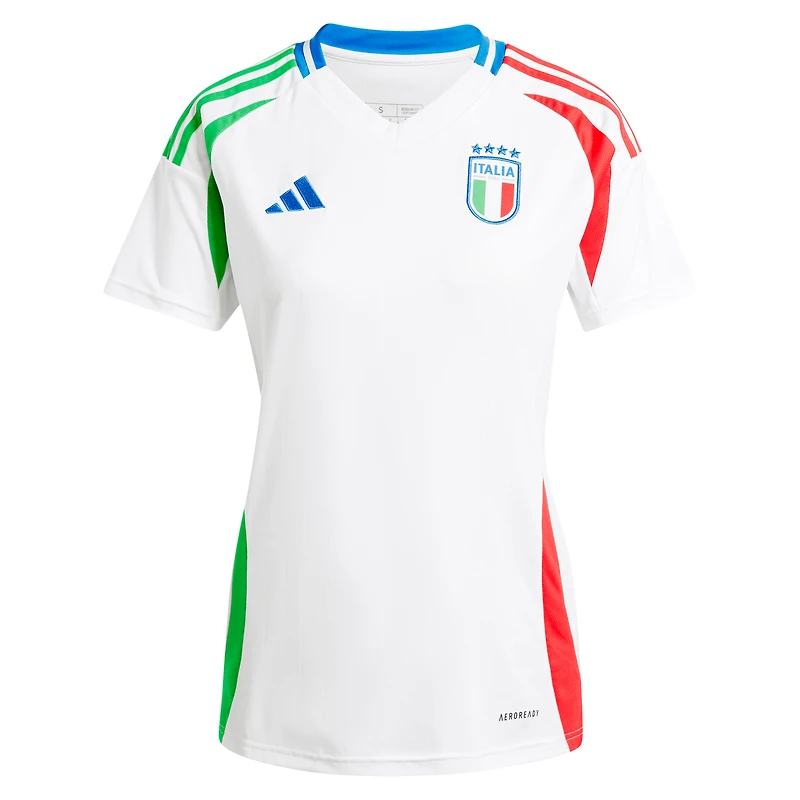Maillot adidas blanc réplique de l'équipe nationale d'Italie 2024 extérieur pour femme