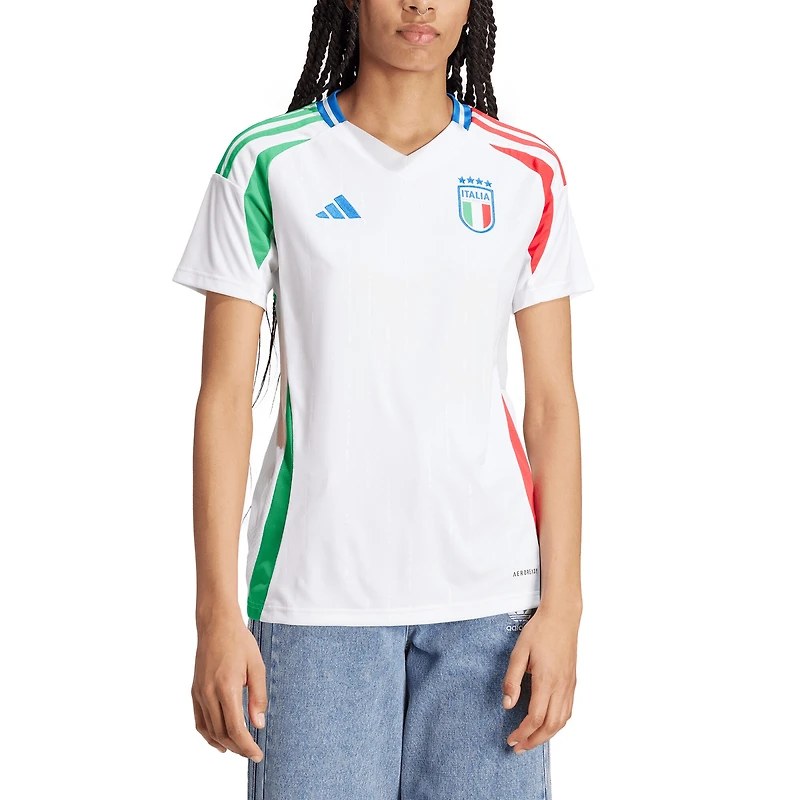 Maillot adidas blanc réplique de l'équipe nationale d'Italie 2024 extérieur pour femme
