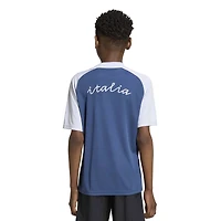 Maillot d'avant-match adidas bleu pour jeunes de l'équipe nationale d'Italie 2026