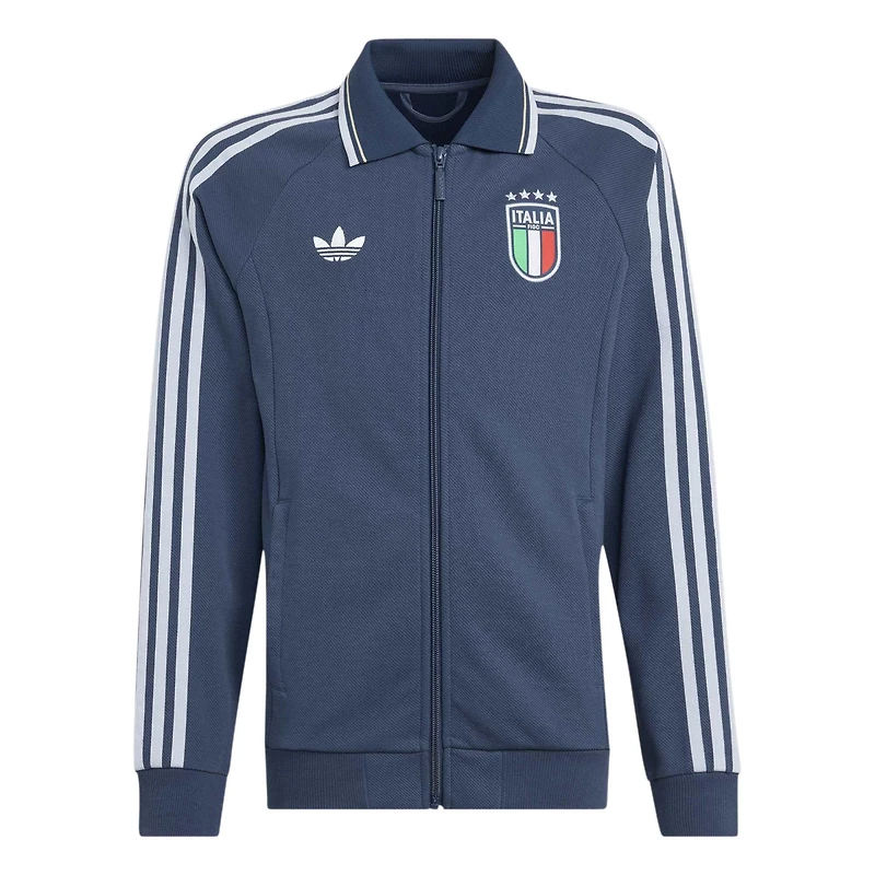 Veste zippée intégrale adidas bleue pour enfant, équipe nationale d'Italie, extérieur, modèle Anthem, Youth