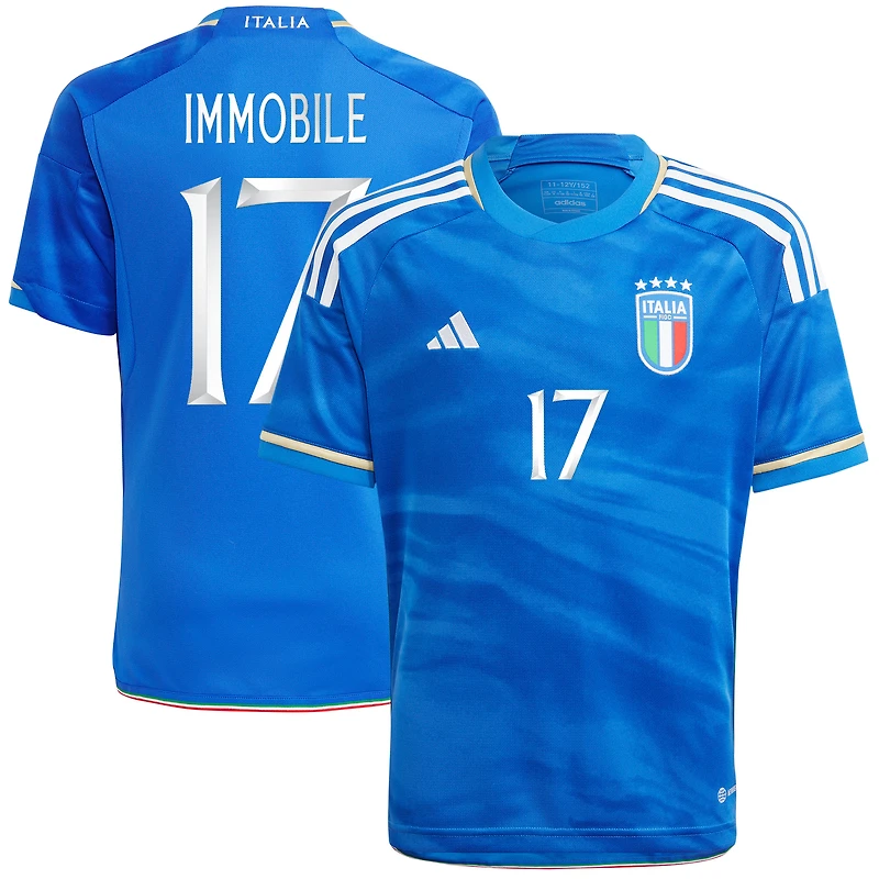 Enfant adidas Ciro Immobile Bleu Italie Équipe Nationale 2023 Domicile - Maillot Replica Player
