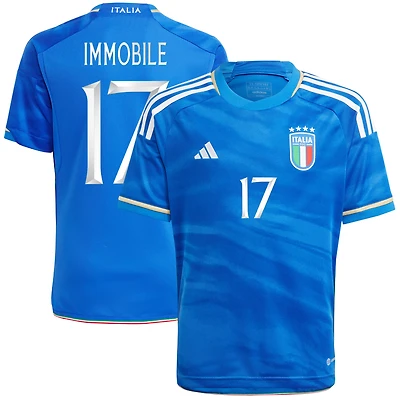 Enfant adidas Ciro Immobile Bleu Italie Équipe Nationale 2023 Domicile - Maillot Replica Player