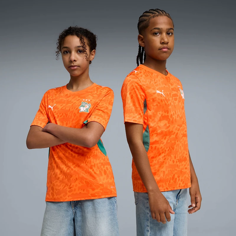 Maillot réplique domicile Puma orange de l'équipe nationale Côte d'Ivoire 2026 pour jeunes