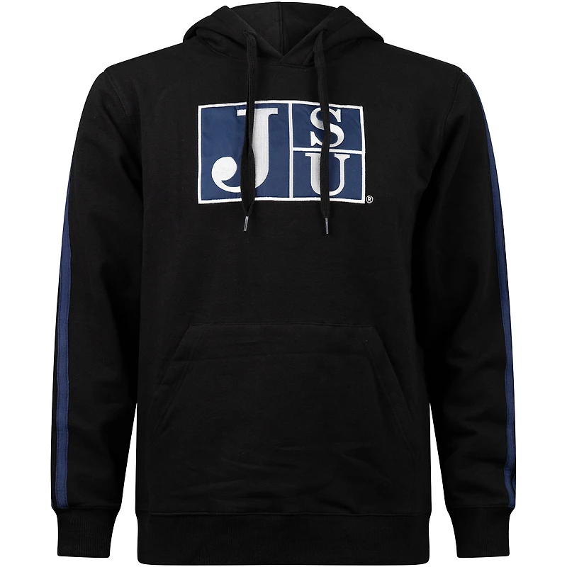 Men's Black Jackson State Tigers Striped Oversized Print Pullover Hoodie
