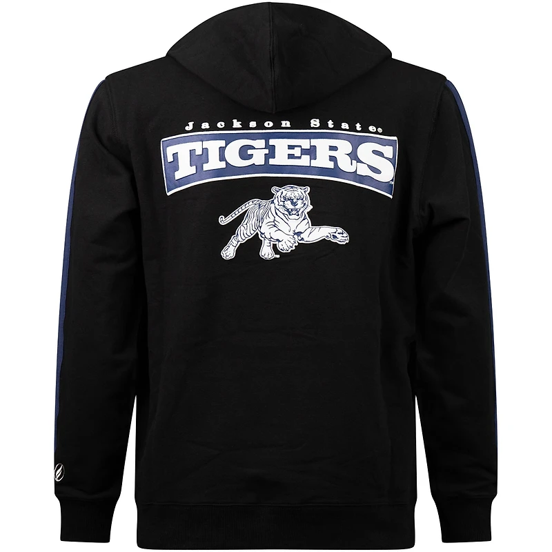 Men's Black Jackson State Tigers Striped Oversized Print Pullover Hoodie