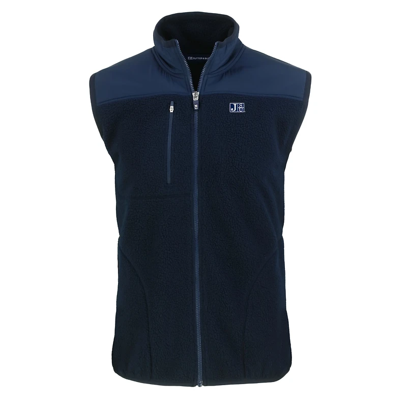 Men's Cutter & Buck  Navy Jackson State Tigers Big Tall Cascade Eco Sherpa Fleece Full-Zip Vest