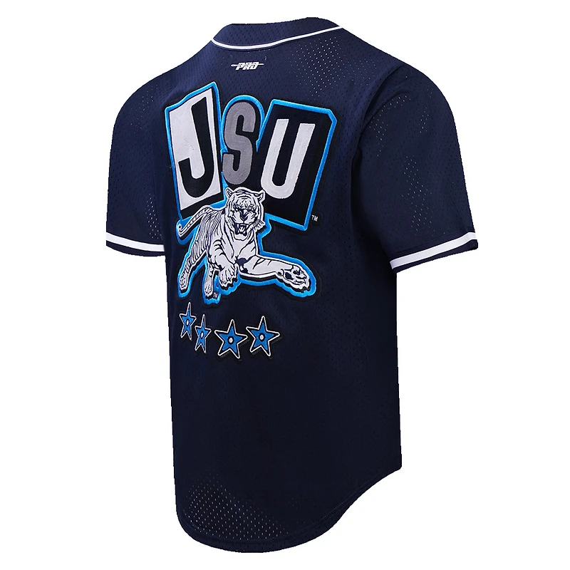 Men's Pro Standard Navy Jackson State Tigers Homecoming Mesh Button-Down Shirt