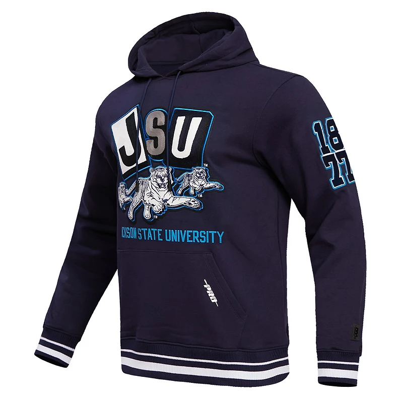 Men's Pro Standard Navy Jackson State Tigers Homecoming Ribbed Fleece Pullover Hoodie