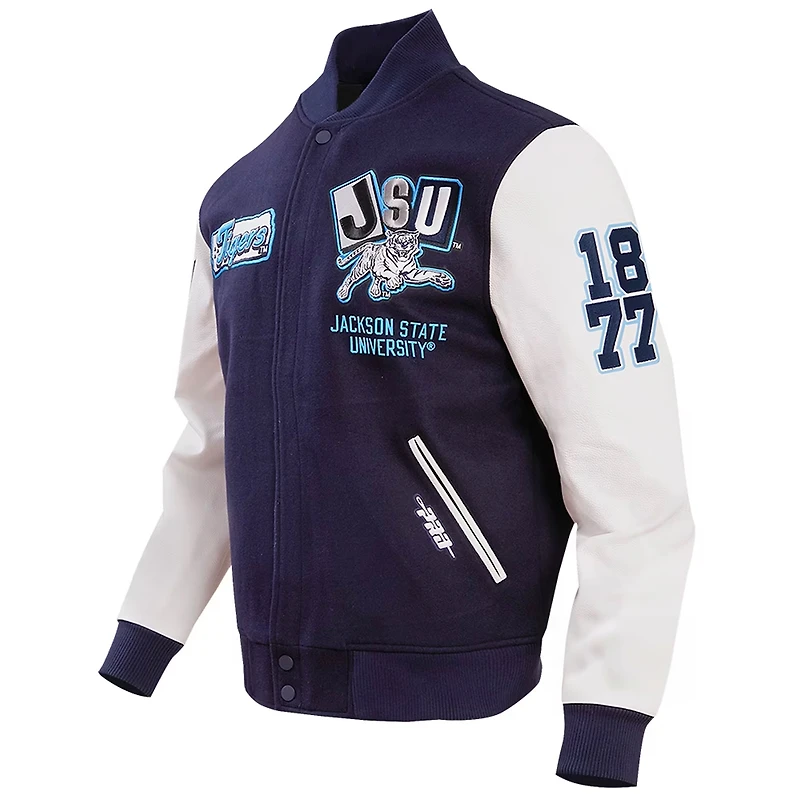 Men's Pro Standard Navy Jackson State Tigers Homecoming Varsity Full-Snap Jacket