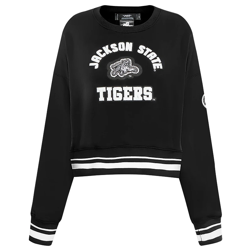 Women's Pro Standard Black Jackson State Tigers Pearl Cropped Pullover Sweatshirt