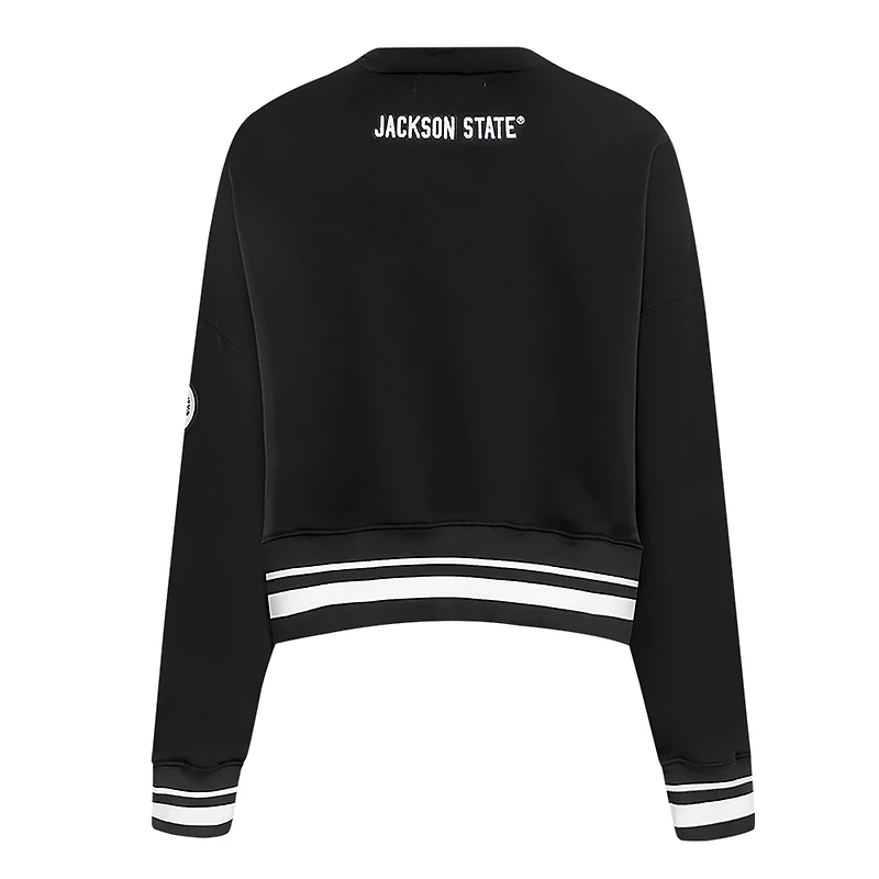 Women's Pro Standard Black Jackson State Tigers Pearl Cropped Pullover Sweatshirt