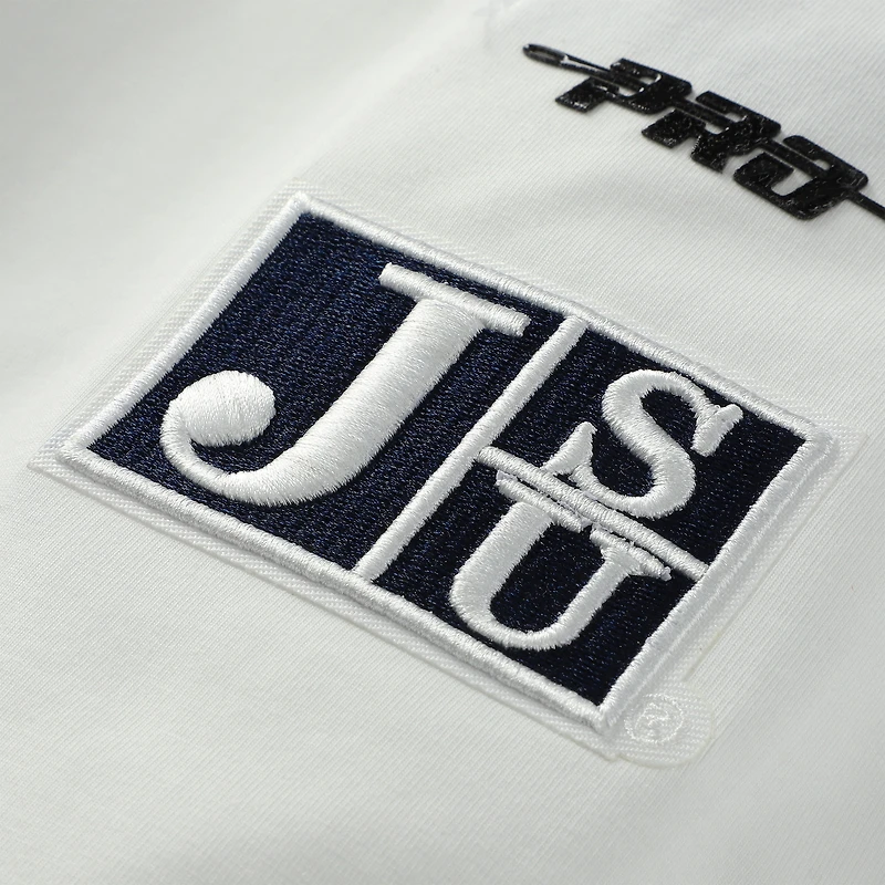 Women's Pro Standard White Jackson State Tigers Classic Three-Hit Boxy Cropped T-Shirt