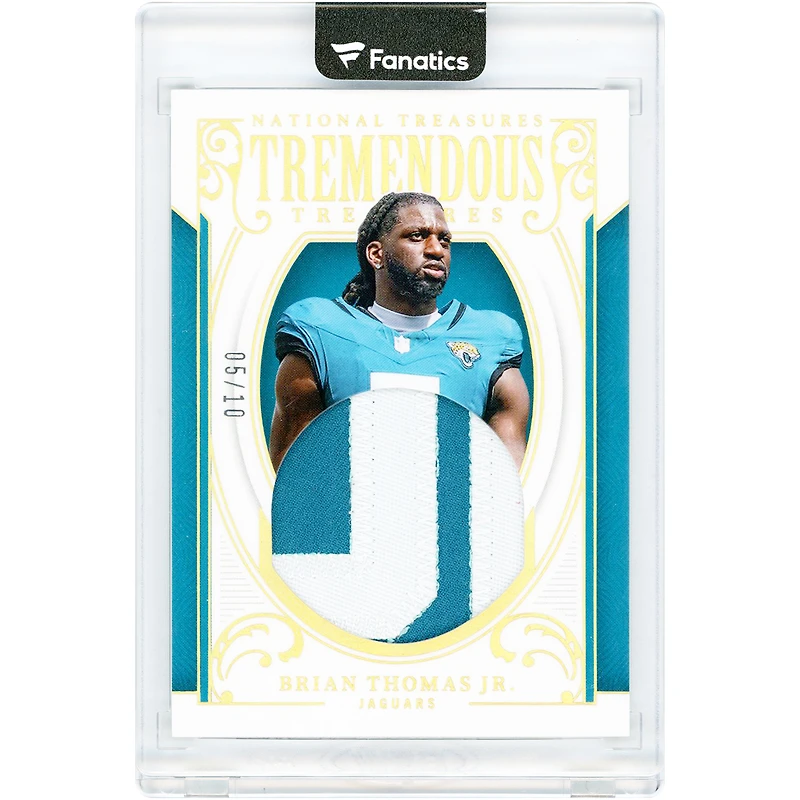 Brian Thomas Jr. Jacksonville Jaguars 2025 Panini National Treasures Jumbo Dual-Color Relic Gold #TT-BTJ #5/10 Card