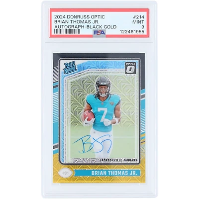 Brian Thomas Jr. Jacksonville Jaguars Autographié 2024 Panini Donruss Optic Noir Or Prizm #214 #14/60 PSA Authentifié 9 Rookie Card