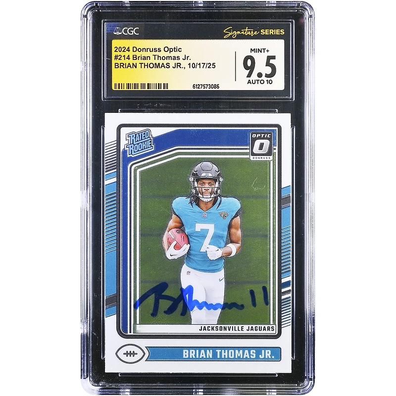 Carte de recrue autographiée de Brian Thomas Jr. (Jaguars de Jacksonville) - Panini Donruss Optic 2024 n° 214, authentifiée par CGC (note 9,5/10)