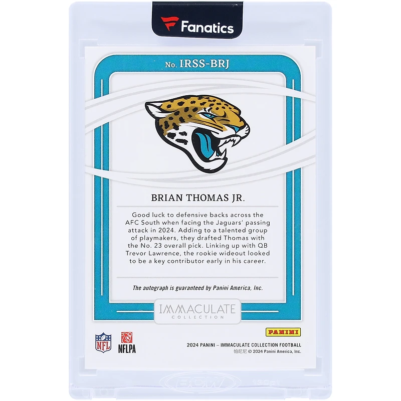 Brian Thomas Jr. Jacksonville Jaguars Autographié 2024 Panini Immaculate Collection Rookie Shadowbox Sigs #IRSS-BRJ #39/49 Carte Rookie