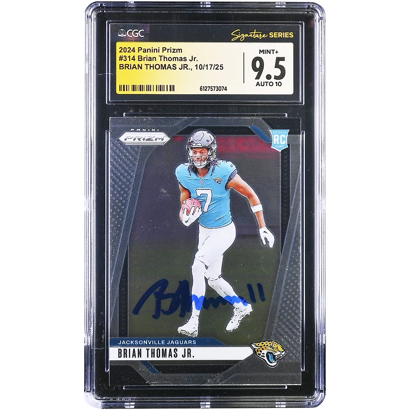 Carte de recrue autographiée de Brian Thomas Jr. (Jaguars de Jacksonville), Panini Prizm 2024 n° 314, authentifiée par CGC (note 9,5/10).