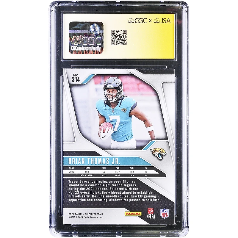 Brian Thomas Jr. Jacksonville Jaguars Autographed 2024 Panini Prizm #314 CGC Fanatics Witnessed Authenticated 10/10 Rookie Card