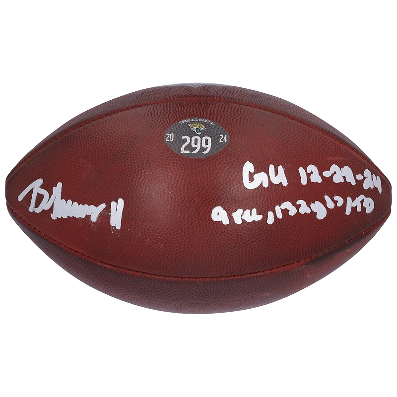 Brian Thomas Jr. Jacksonville Jaguars Autographed Game-Used Football vs. Las Vegas Raiders on December 22, 2024 with Multiple Inscriptions - #299