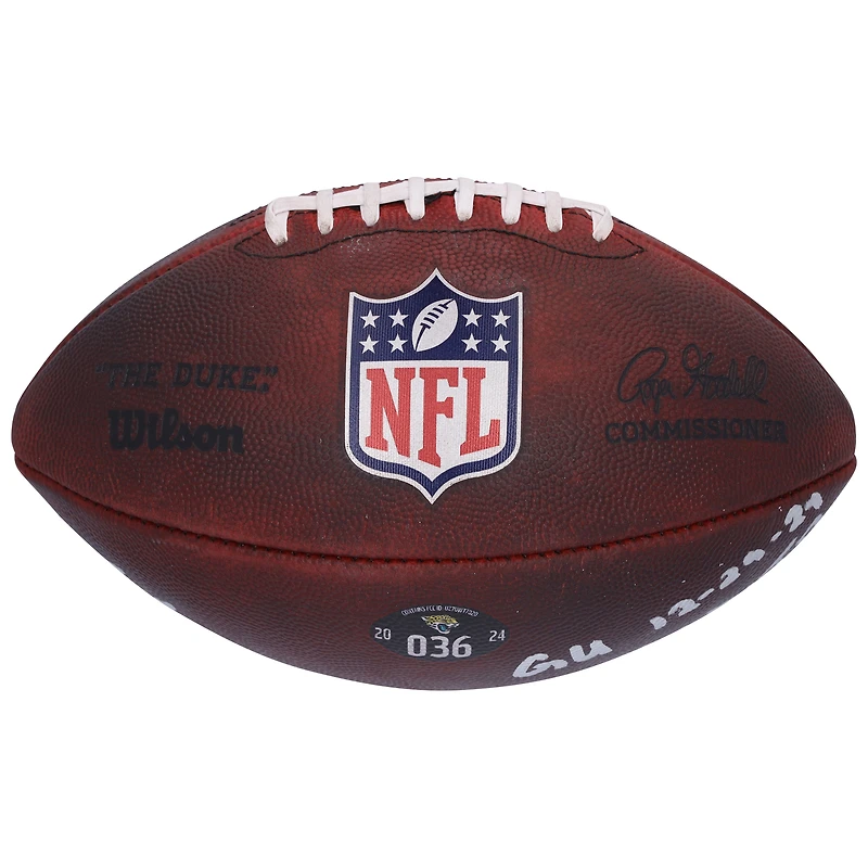 Brian Thomas Jr. Jacksonville Jaguars Autographed Game-Used Football vs. Tennessee Titans on December 29, 2024 with Multiple Inscriptions - #36