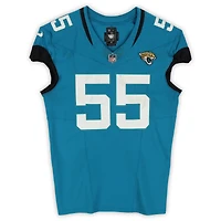 Maillot Nike turquoise n° 55 porté par Chuma Edoga, des Jaguars de Jacksonville, lors du match contre les Seahawks de Seattle le 12 octobre 2025.