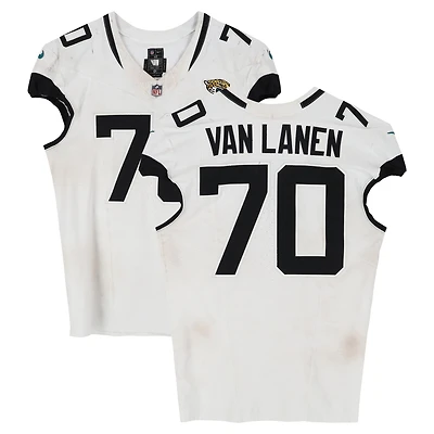 Cole Van Lanen Jacksonville Jaguars Game-Used #70 White Nike Jersey vs. Tennessee Titans on November 30, 2025