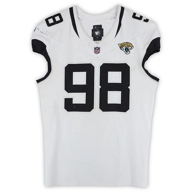 Dawuane Smoot Jacksonville Jaguars Game-Used #98 White Nike Jersey vs. Denver Broncos on December 21, 2025