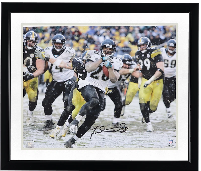 Photo dédicacée de Fred Taylor, joueur des Jaguars de Jacksonville, représentant une course dans la neige (16 x 20 pouces).