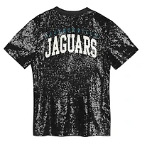Haut à col en V sequins et inscription Jacksonville Jaguars noir pour filles
