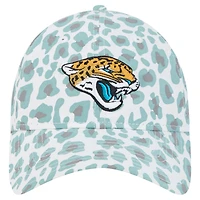 Girls Youth New Era White Jacksonville Jaguars Active Leopard 9TWENTY Adjustable Hat