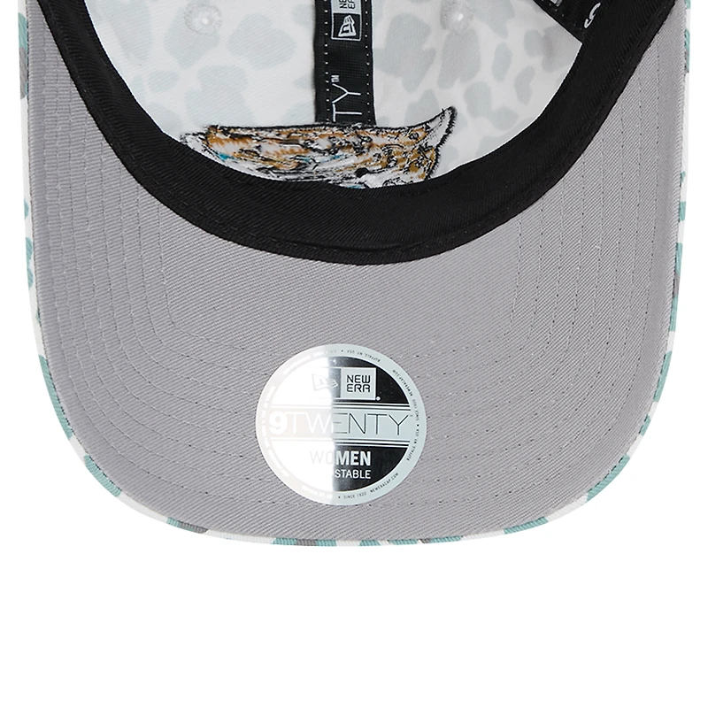 Girls Youth New Era White Jacksonville Jaguars Active Leopard 9TWENTY Adjustable Hat