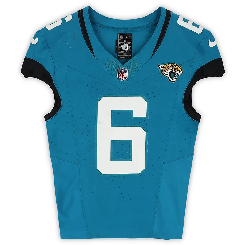 Greg Newsome II Jacksonville Jaguars Game-Used #6 Teal Nike Jersey vs. New York Jets on December 14, 2025