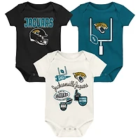 Infant & Newborn Outerstuff  Jacksonville Jaguars Littlest Player Three-Piece Bodysuit Set