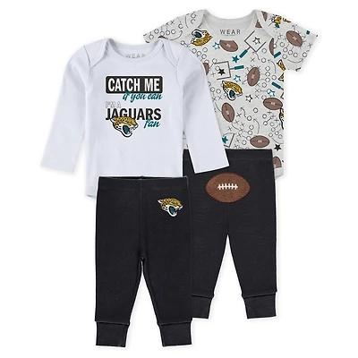 Infant & Newborn WEAR by Erin Andrews Jacksonville Jaguars Three-Piece Turn Me Around Bodysuits Pant Set