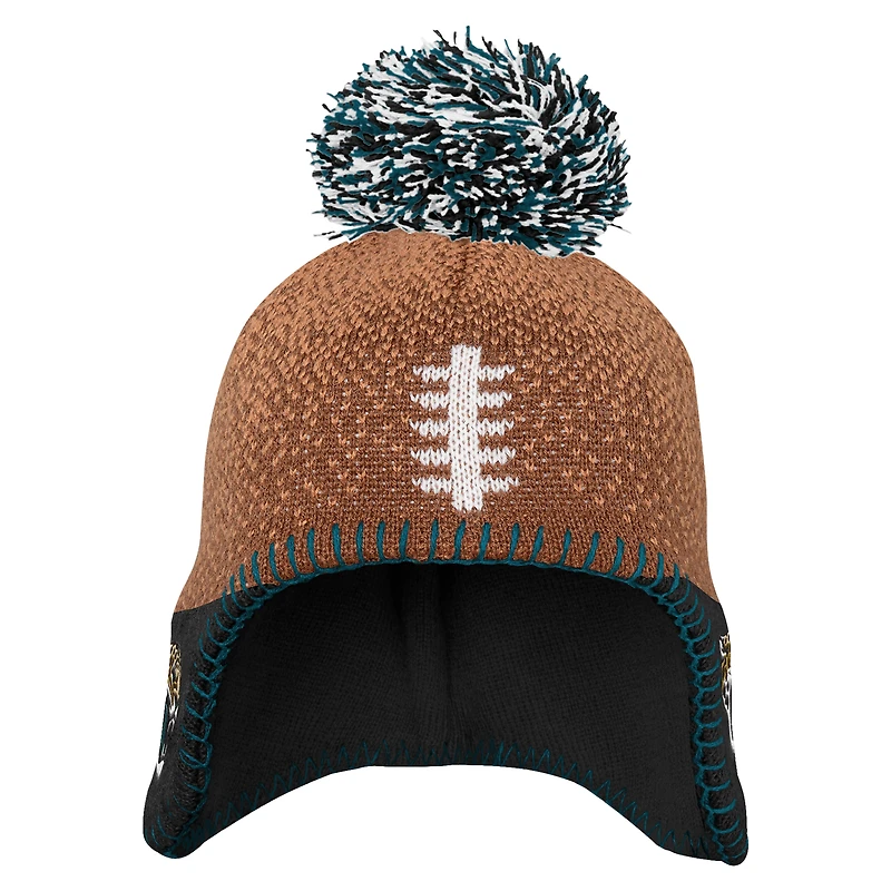 Infant Brown Jacksonville Jaguars Football Head Knit Hat with Pom