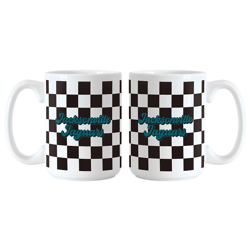 Lot de 2 tasses à logo à carreaux de 15 oz des Jaguars de Jacksonville