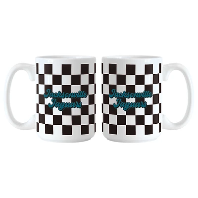 Lot de 2 tasses à logo à carreaux de 15 oz des Jaguars de Jacksonville